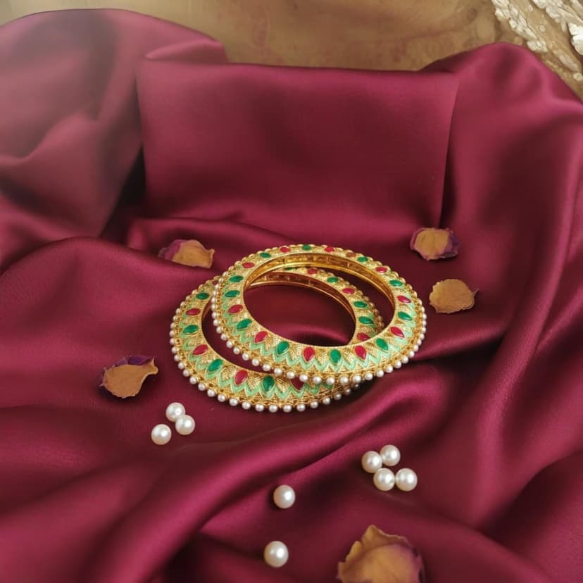 Royal Meenakari Pearl Bangles