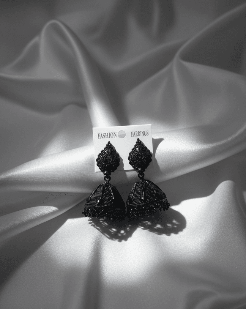 Black Dome Ethnic Jhumkas
