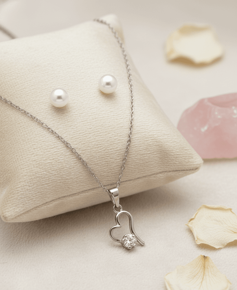 Silver Blossom Heart Pendant