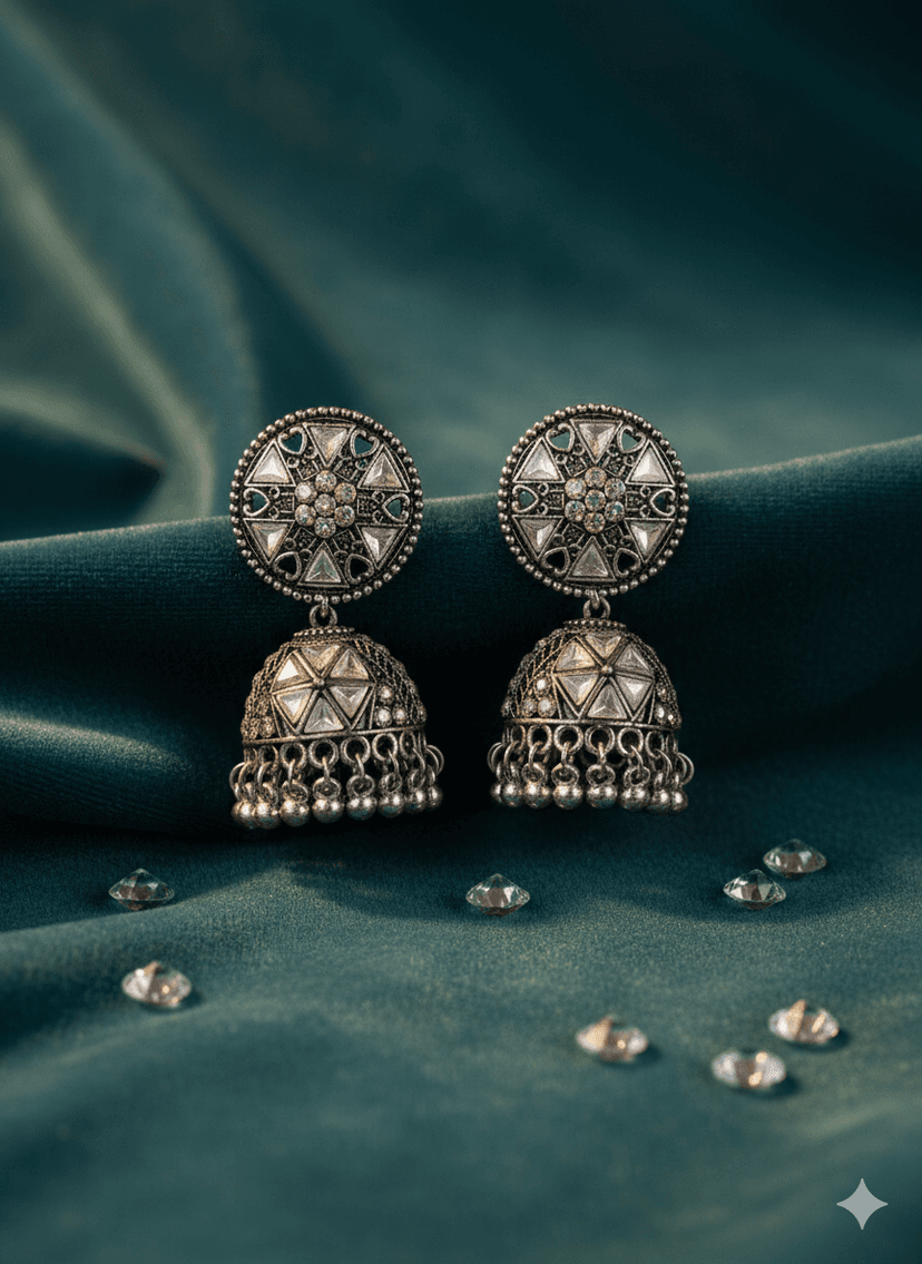 Oxidized Silver Plated Jhumka