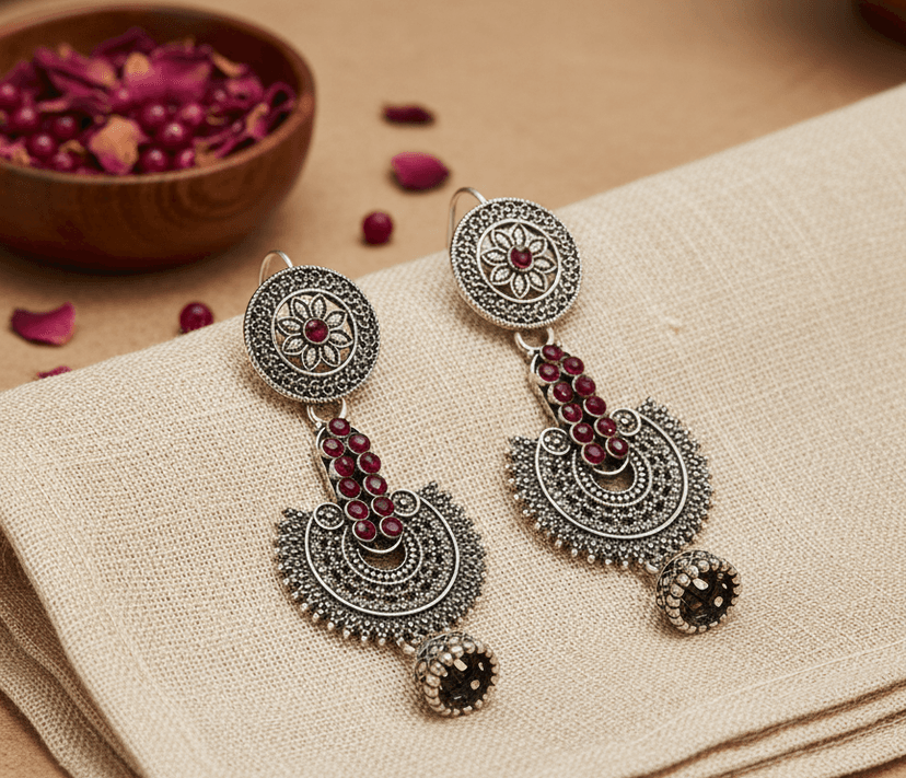 Red Bead Majestic Jhumki